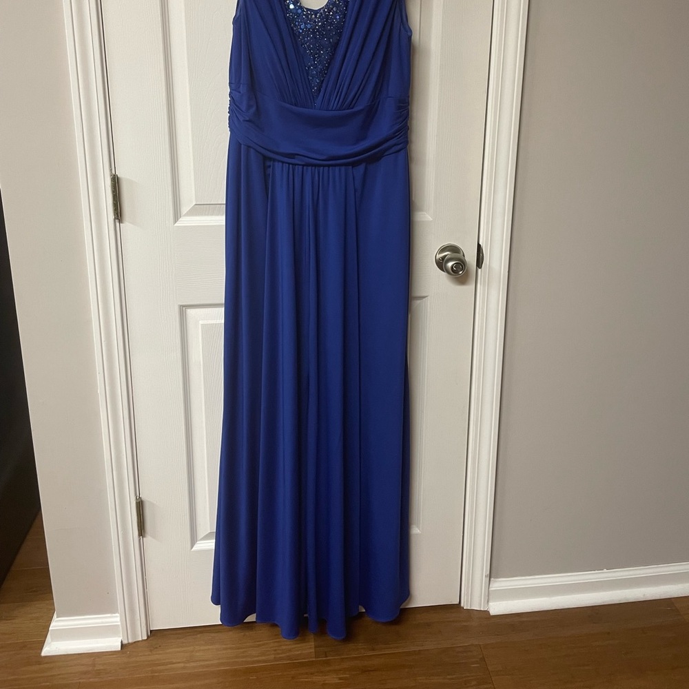 Jade Couture maxi royal blue dress, size 14.